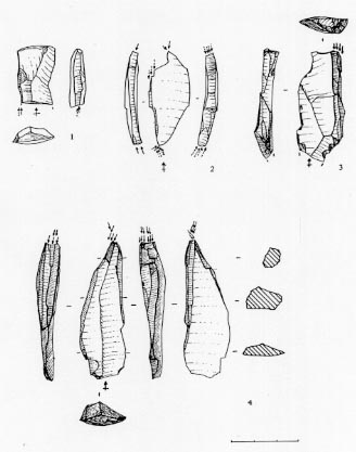 Figure 10 : Burins divers des niveaux gravettiens